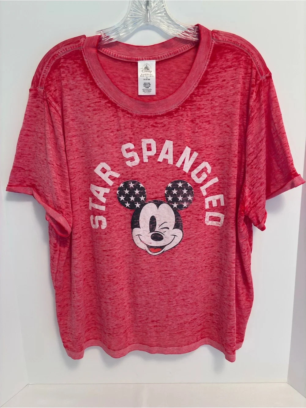 Disney Women's Star Spangled Mickey Mouse Short Sleeve T-Shirt Red Size XL